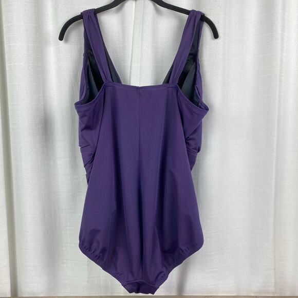 Lands End Purple Slendersuit Grecian Tummy Control One Piece Swimsuit Sz.20W - Picture 9 of 16